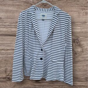 Old Navy Women's Black and White Striped Blazer